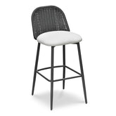 Alexa Black Rattan Performance Fabric Barstool Model: TOV-O69286